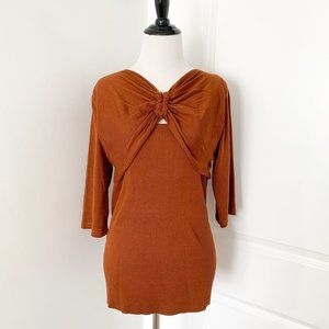 Anthropologie Golden Brown Layered Cutout Top